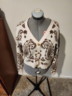 1x Ophelia Roe Brown And Cream Paisley Cardigan